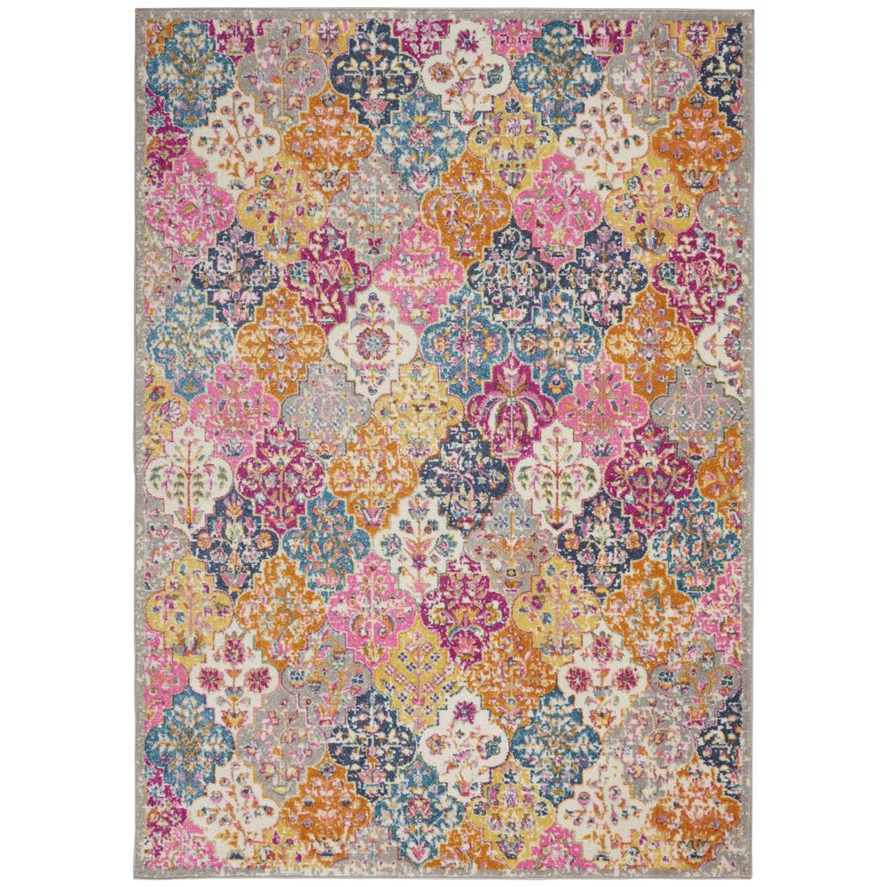 7’ x 10’ Muted Brights Floral Diamond Area Rug - 385513. Picture 1