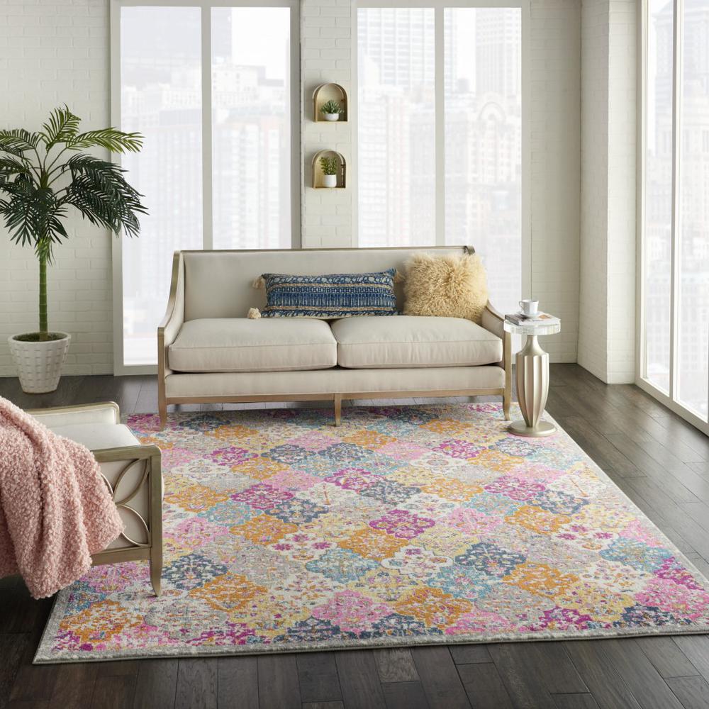 7’ x 10’ Muted Brights Floral Diamond Area Rug - 385513. Picture 6