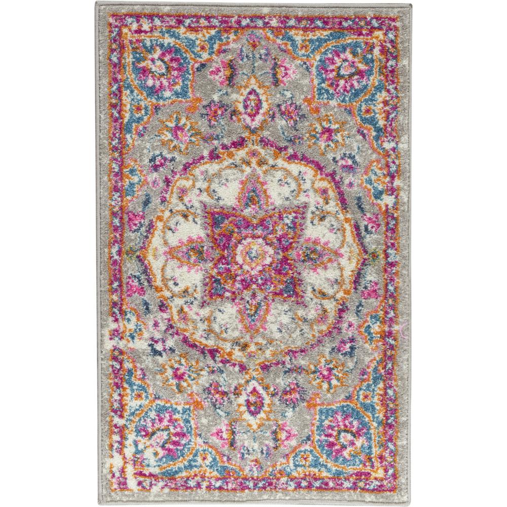 2’ x 3’ Gray and Pink Medallion Scatter Rug - 385516. Picture 1
