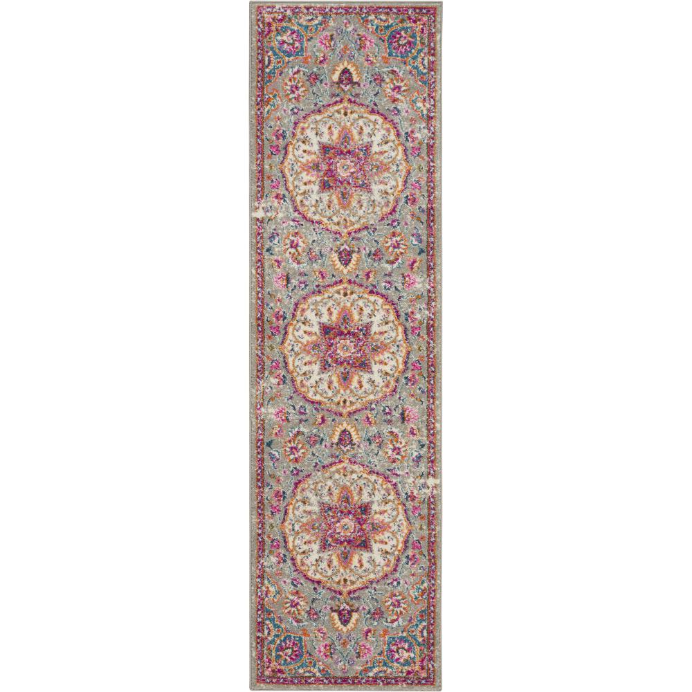 2’ x 6’ Gray and Pink Medallion Runner Rug - 385517. Picture 1
