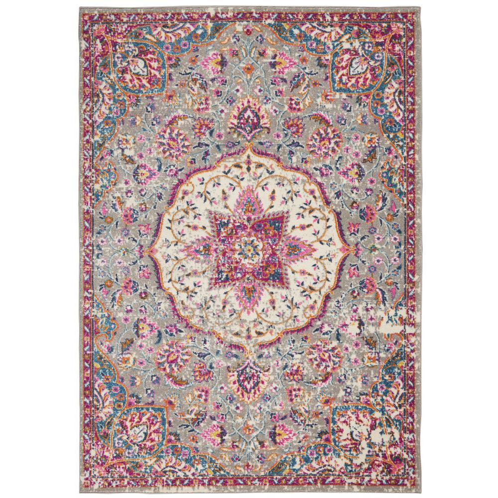 4’ x 6’ Gray and Pink Medallion Area Rug - 385519. Picture 1
