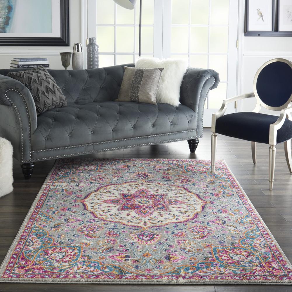 4’ x 6’ Gray and Pink Medallion Area Rug - 385519. Picture 4