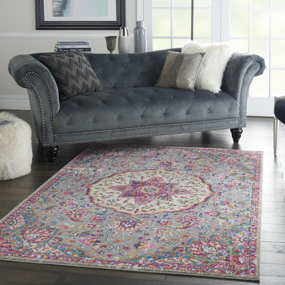 4’ x 6’ Gray and Pink Medallion Area Rug - 385519. Picture 6