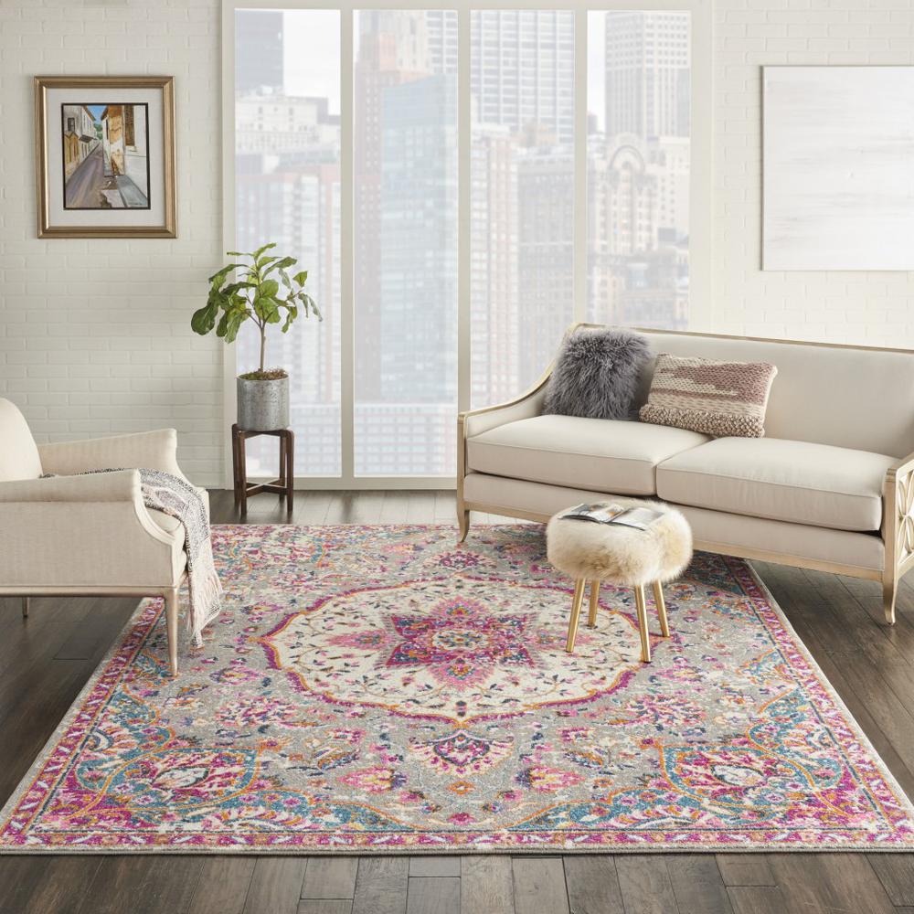 7’ x 10’ Gray and Pink Medallion Area Rug - 385523. Picture 4