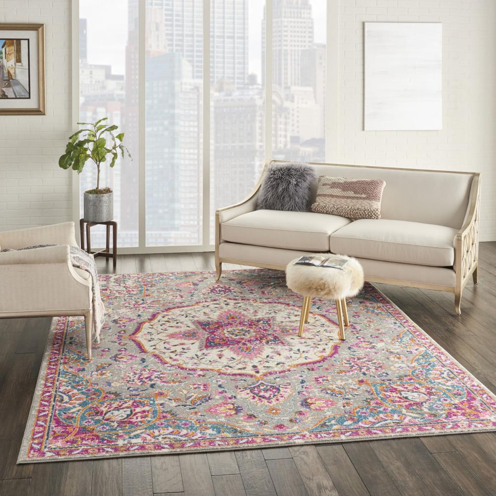 7’ x 10’ Gray and Pink Medallion Area Rug - 385523. Picture 6
