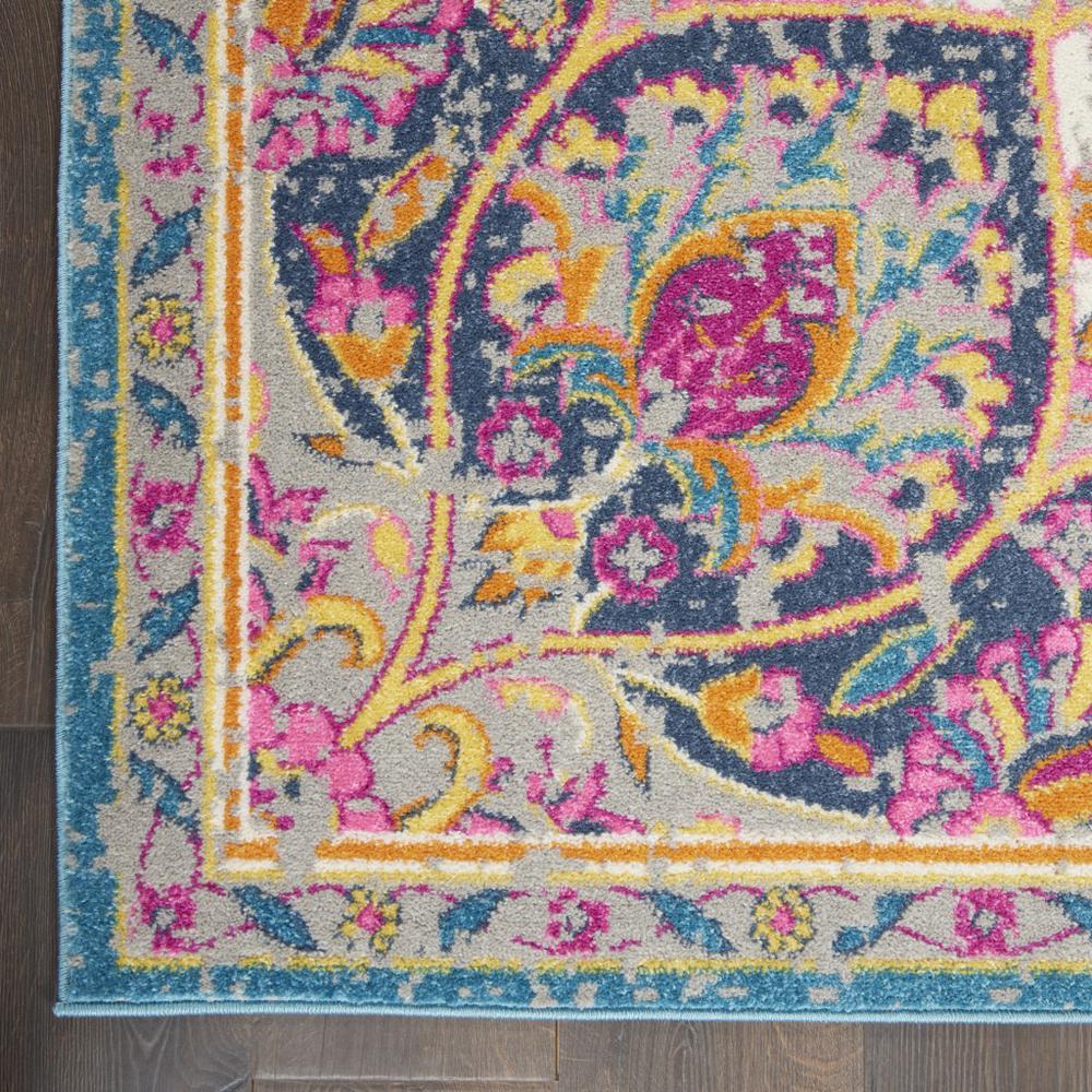 4’ x 6’ Pink and Blue Floral Medallion Area Rug Ivory/Multi. Picture 2