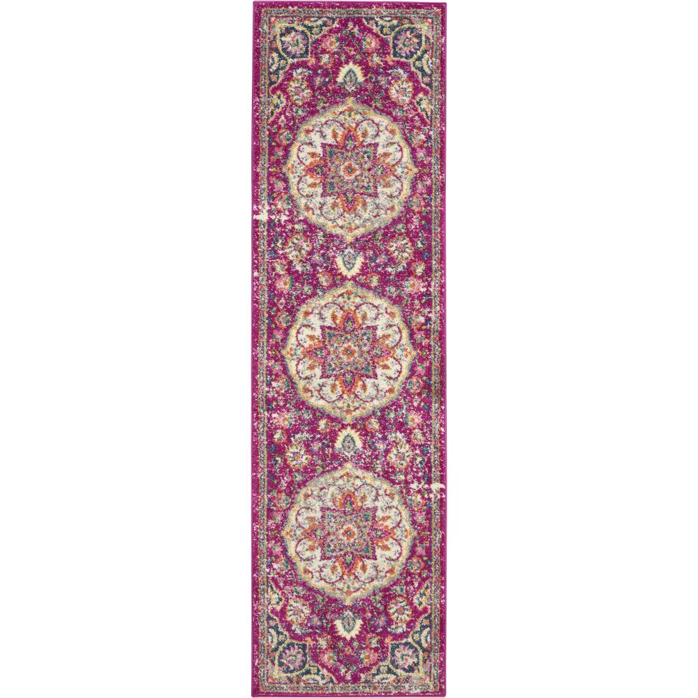 2’ x 8’ Pink and Ivory Medallion Runner Rug Pink. Picture 1