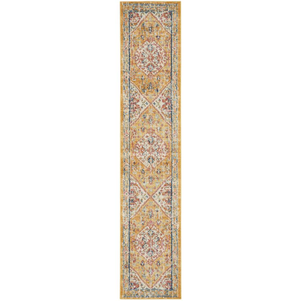 2’ x 10’ Ivory and Yellow Center Medallion Runner Rug Ivory/Yellow. The main picture.