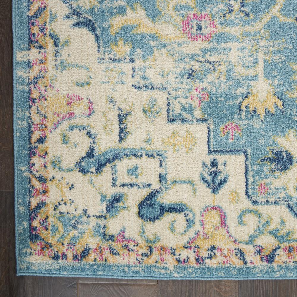 8’ x 10’ Light Blue and Ivory Distressed Area Rug Ivory/Light Blue. Picture 2