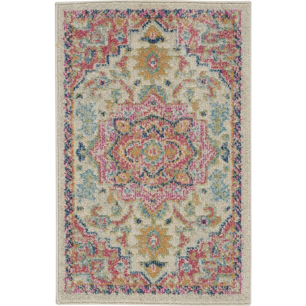 2’ x 3’ Ivory and Pink Medallion Scatter Rug - 385586. Picture 1