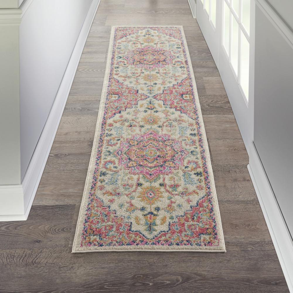 2’ x 6’ Ivory and Pink Medallion Runner Rug - 385587. Picture 4