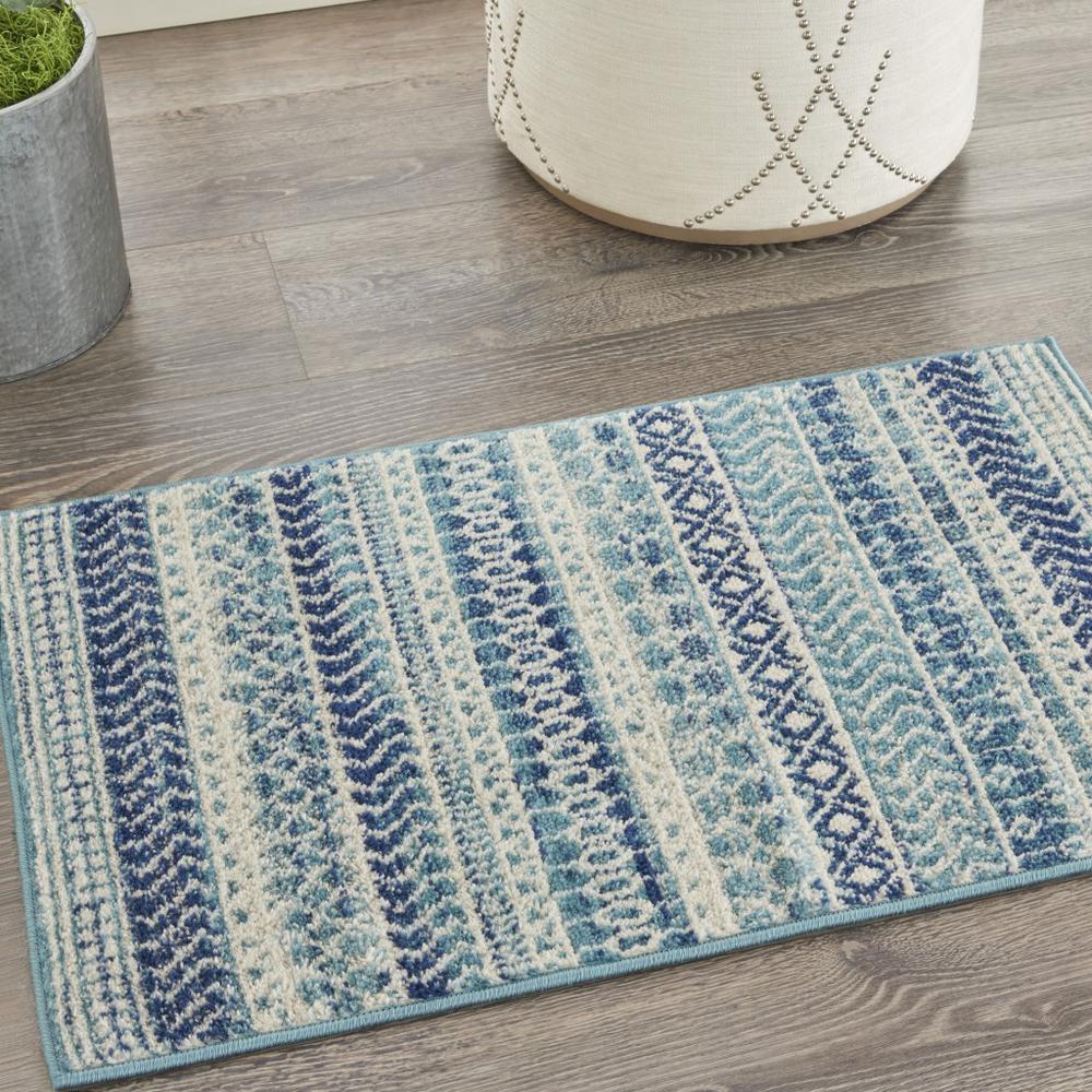 2’ x 3’ Navy Blue Ornate Stripes Scatter Rug - 385595. Picture 6