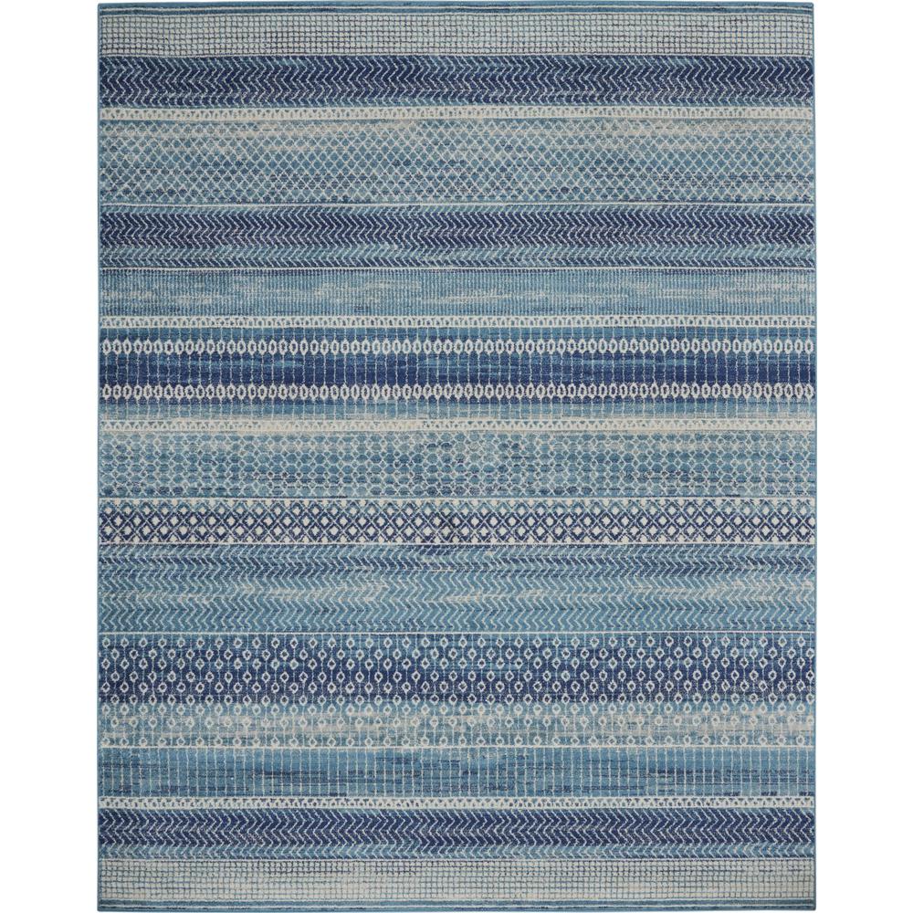 7’ x 10’ Navy Blue Ornate Stripes Area Rug - 385600. Picture 1