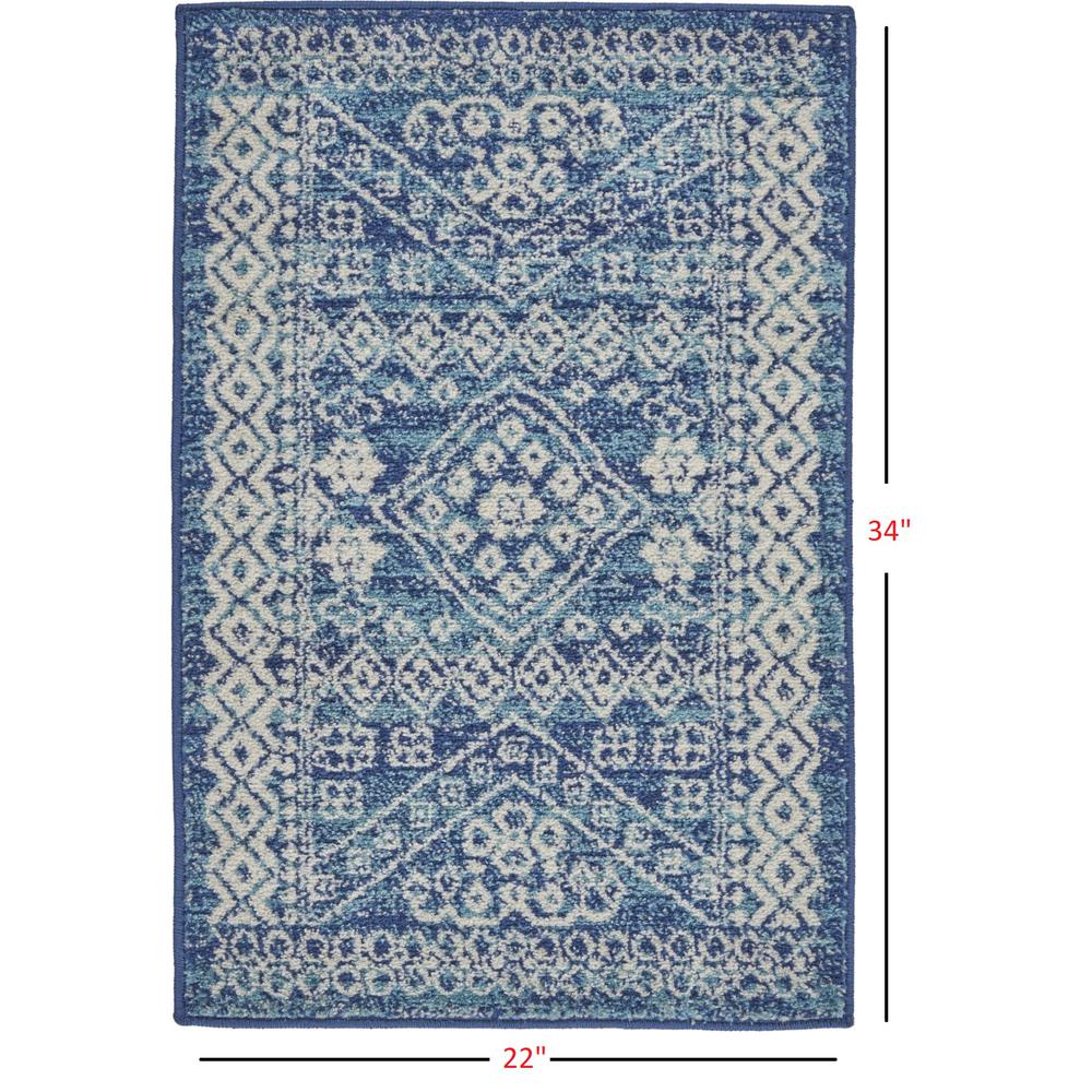 2’ x 3’ Navy Blue and Ivory Persian Motifs Scatter Rug Navy Blue. Picture 8