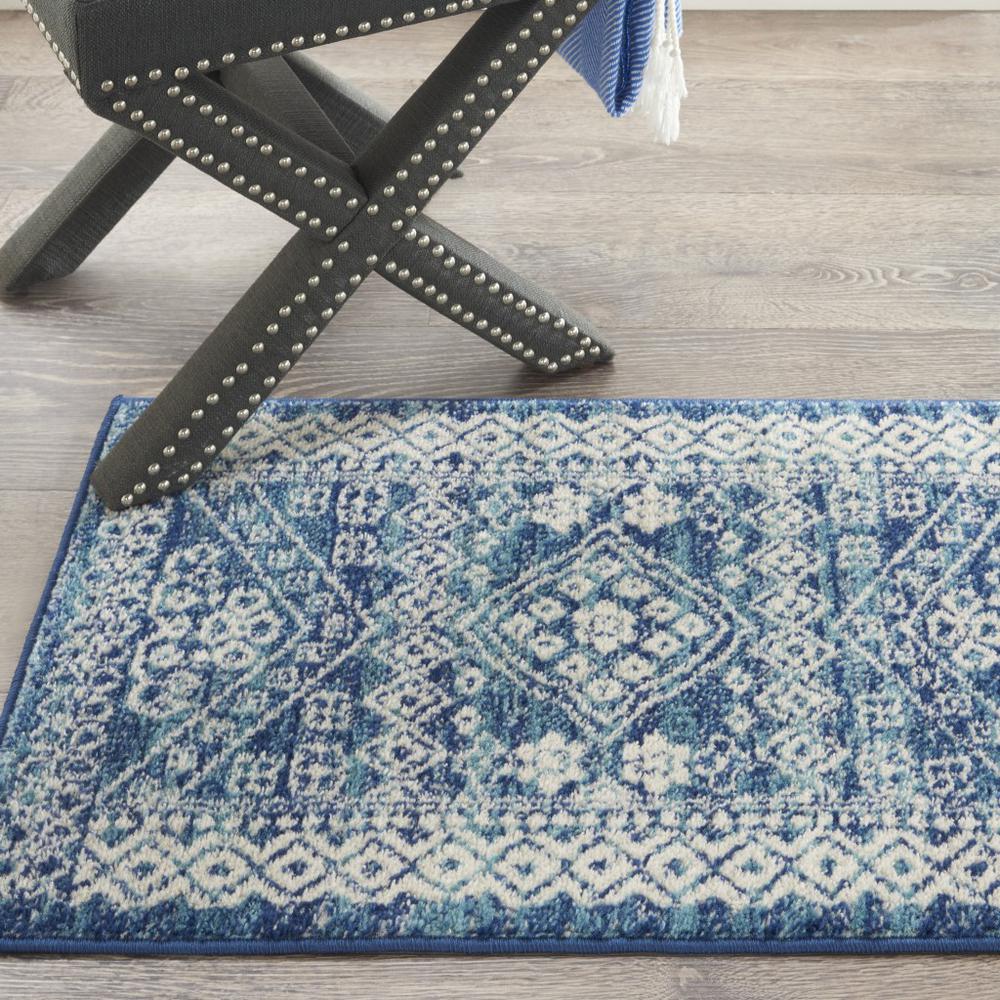 2’ x 3’ Navy Blue and Ivory Persian Motifs Scatter Rug Navy Blue. Picture 4