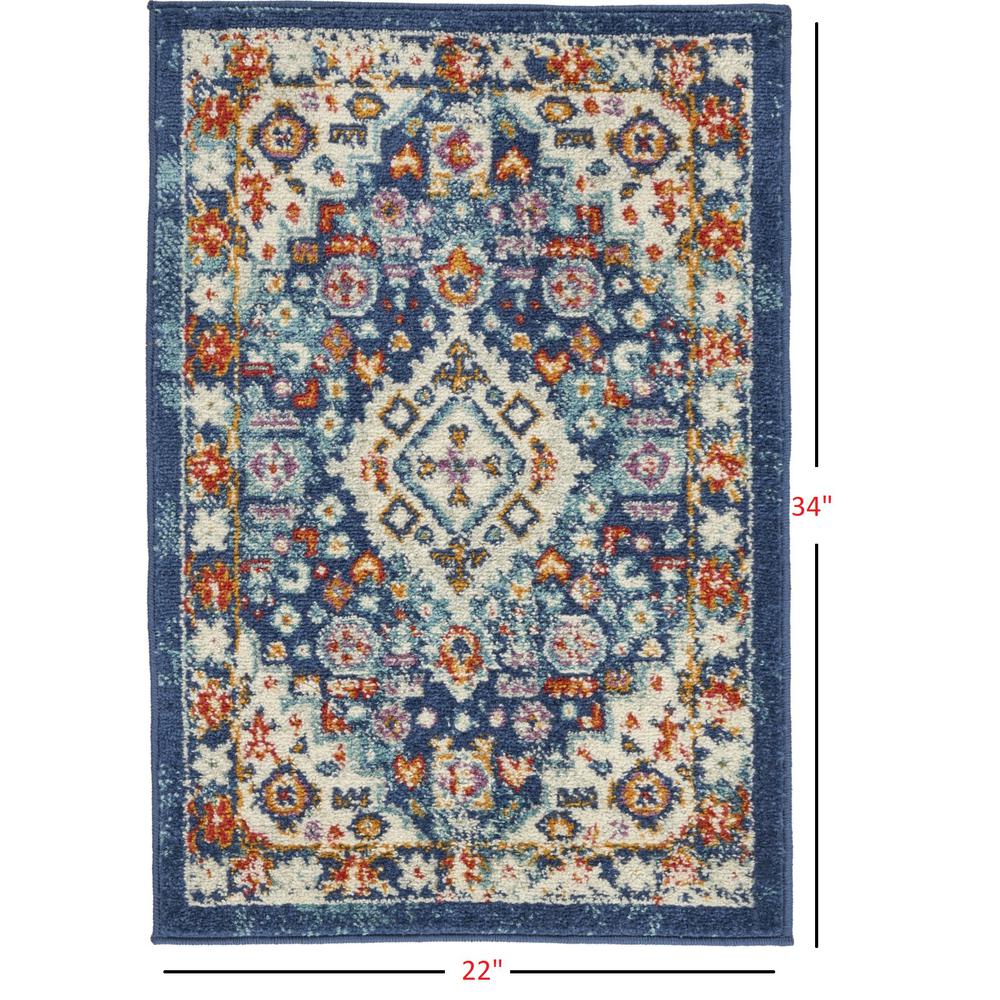 2’ x 3’ Blue and Ivory Medallion Scatter Rug Blue/Multicolor. Picture 8