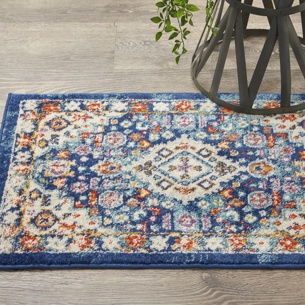 2’ x 3’ Blue and Ivory Medallion Scatter Rug Blue/Multicolor. Picture 4