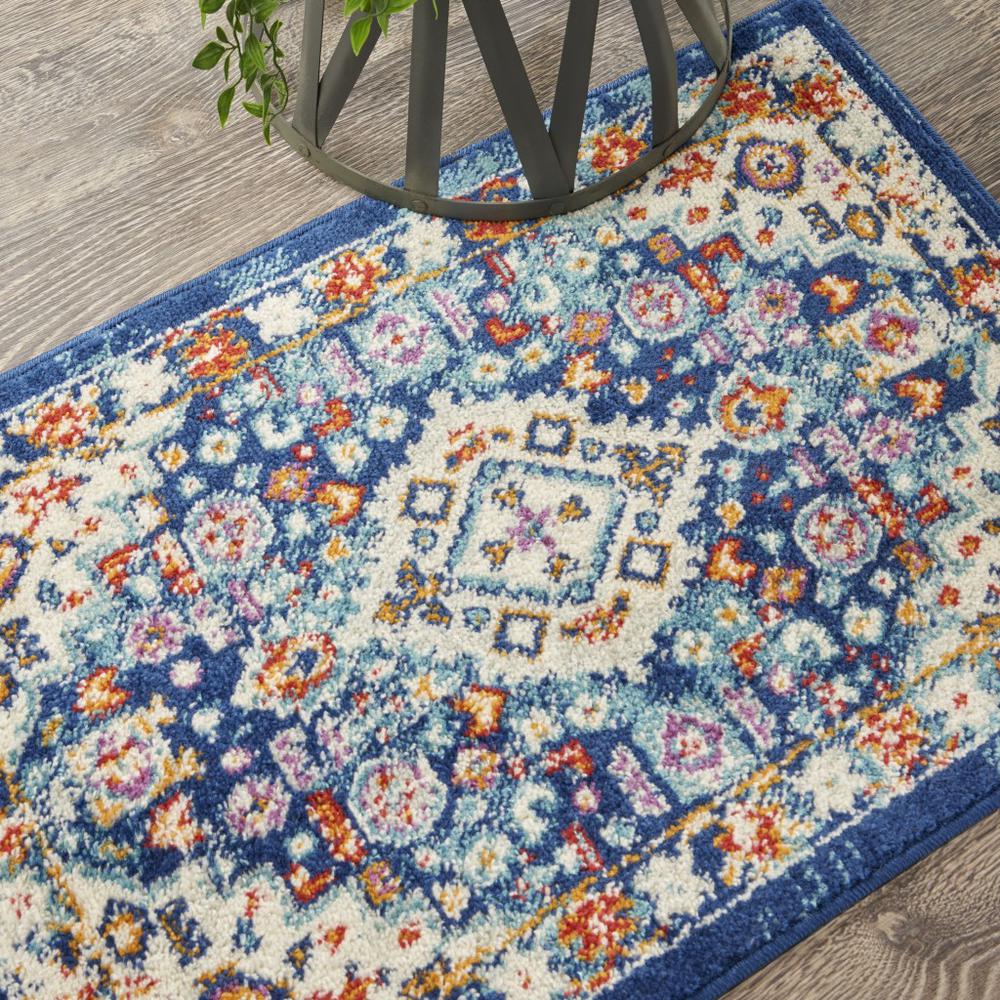 2’ x 3’ Blue and Ivory Medallion Scatter Rug Blue/Multicolor. Picture 5