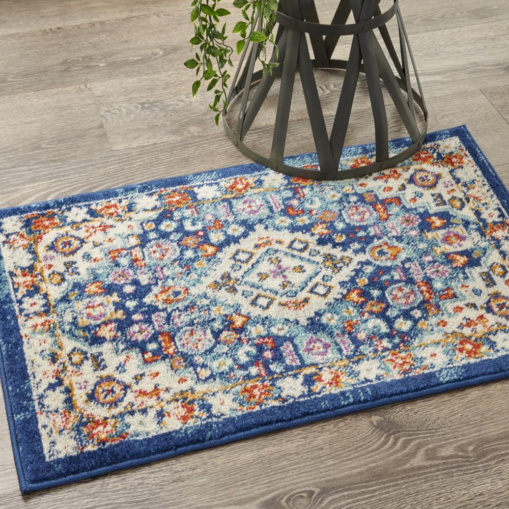 2’ x 3’ Blue and Ivory Medallion Scatter Rug Blue/Multicolor. Picture 6