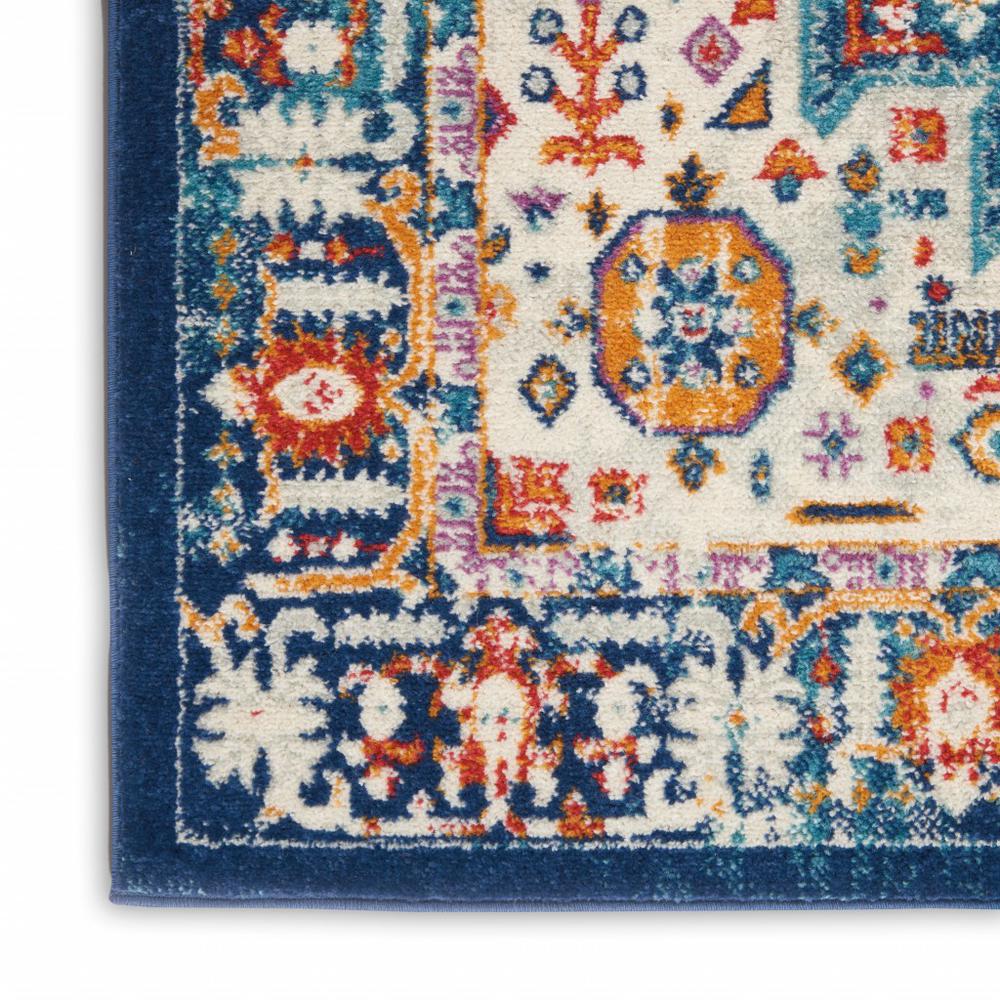 2’ x 3’ Blue and Ivory Medallion Scatter Rug Blue/Multicolor. Picture 7
