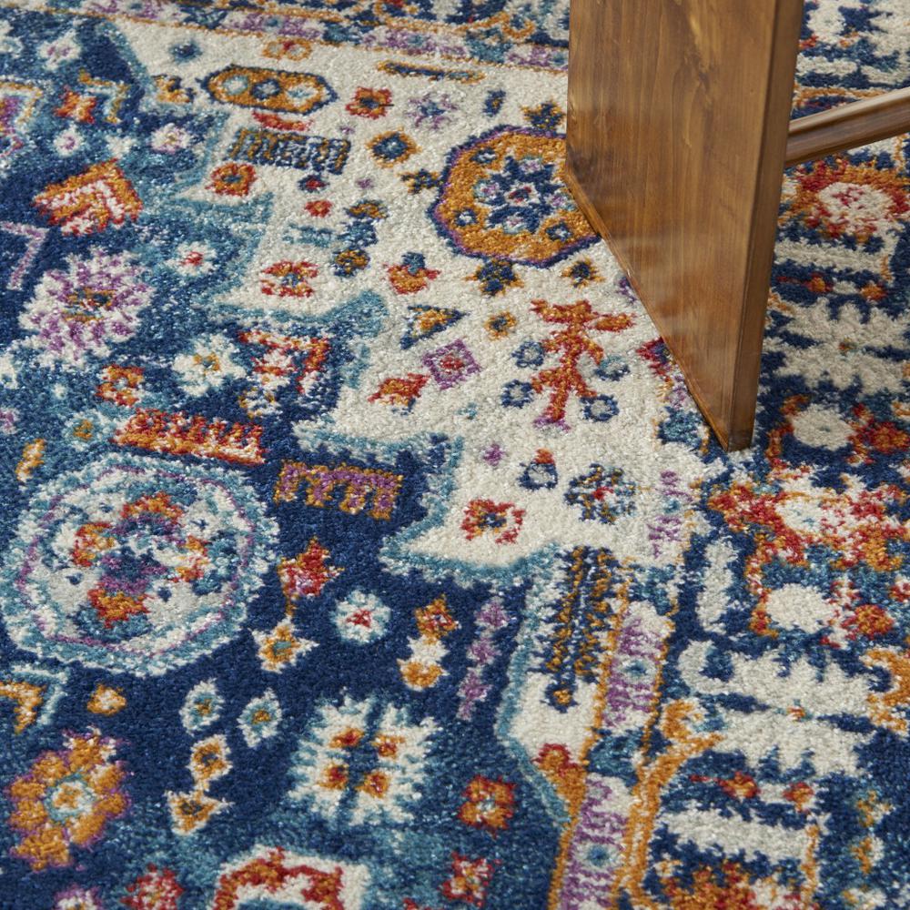5’ x 7’ Blue and Ivory Medallion Area Rug Blue/Multicolor. Picture 5