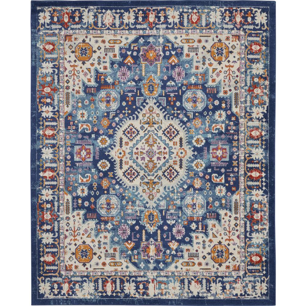 8’ x 10’ Blue and Ivory Medallion Area Rug Blue/Multicolor. Picture 1