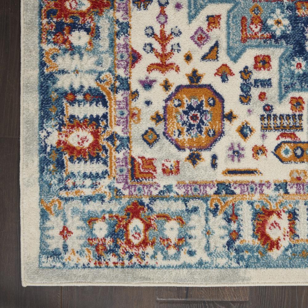 5’ x 7’ Ivory and Blue Floral Motifs Area Rug Ivory/Multi. Picture 2