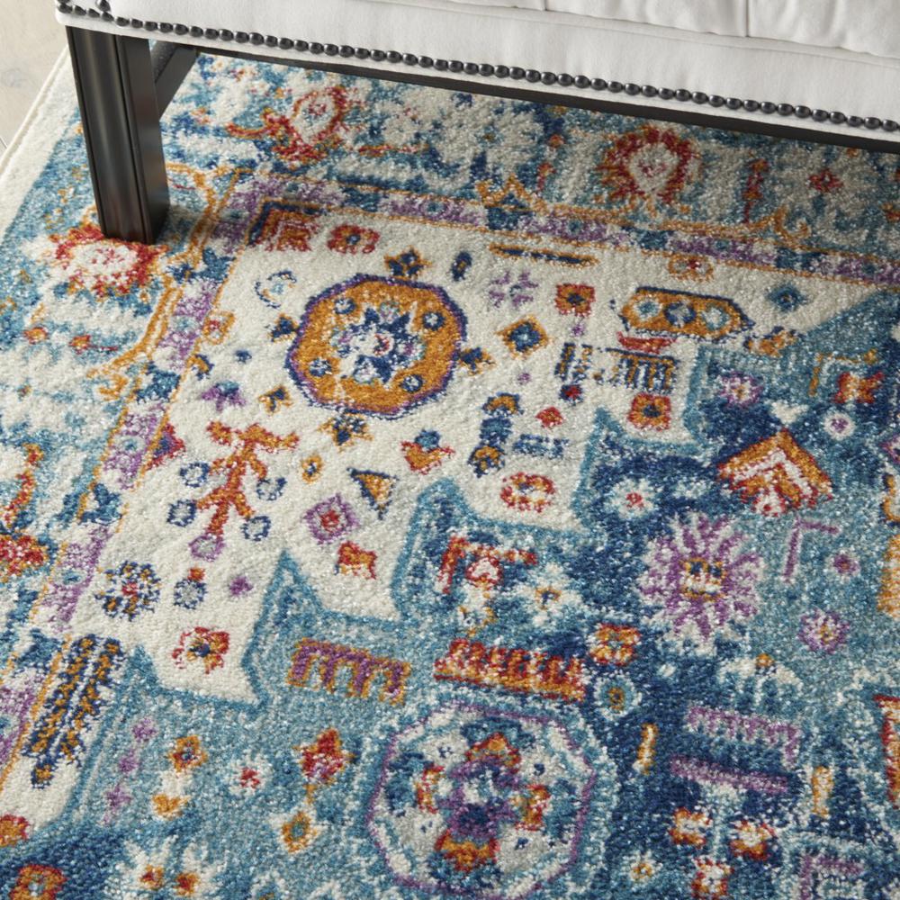 5’ x 7’ Ivory and Blue Floral Motifs Area Rug Ivory/Multi. Picture 5