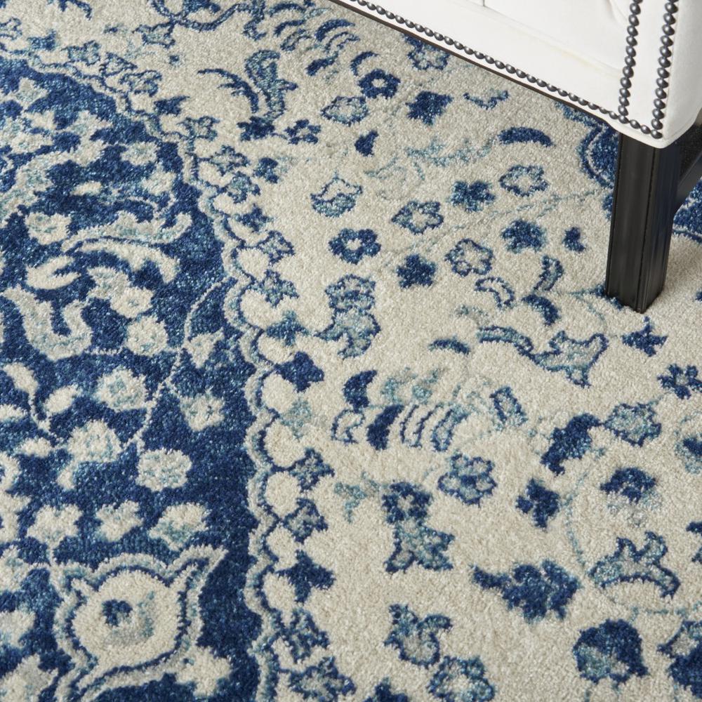 5’ x 7’ Ivory and Blue Medallion Area Rug - Ivory Blue. Picture 5