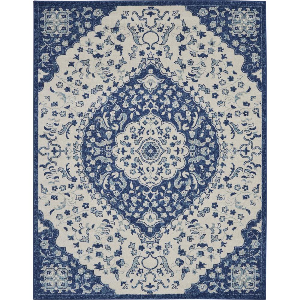 8’ x 10’ Ivory and Blue Medallion Area Rug Ivory Blue. Picture 1