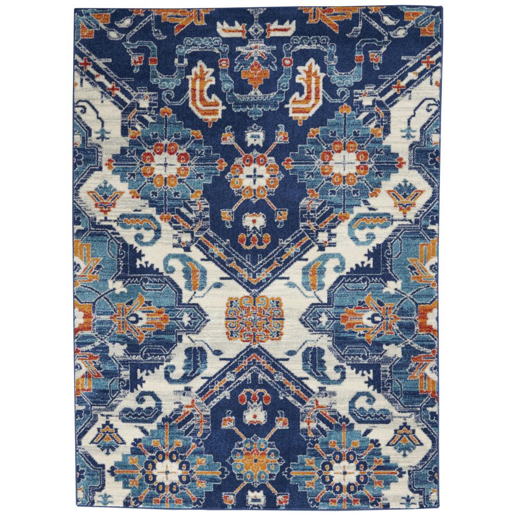 4’ x 6’ Blue and Ivory Persian Patterns Area Rug Blue/Multicolor. Picture 1