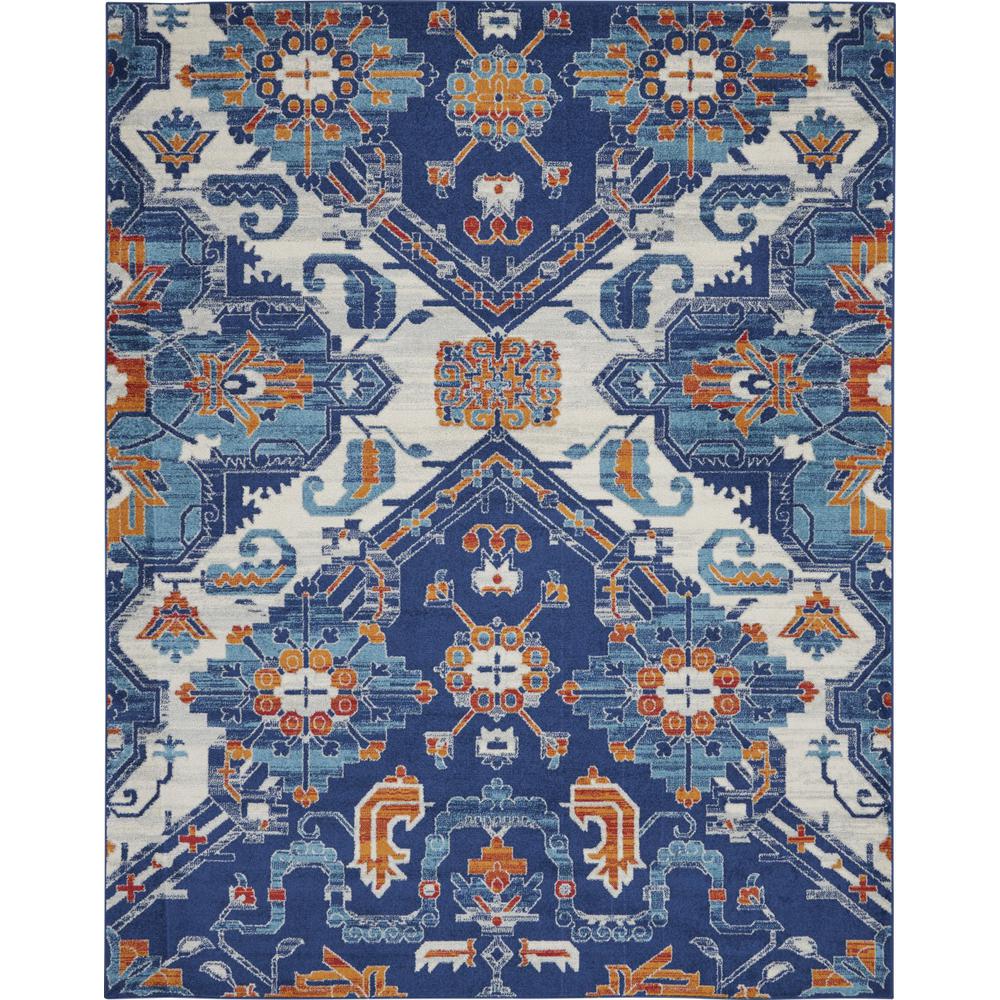 8’ x 10’ Blue and Ivory Persian Patterns Area Rug Blue/Multicolor. Picture 1
