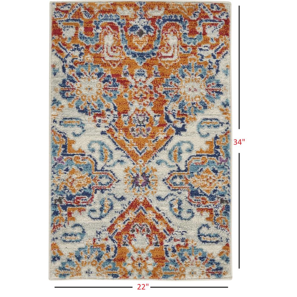 2’ x 3’ Ivory and Gold Floral Motif Scatter Rug Multicolor. Picture 8