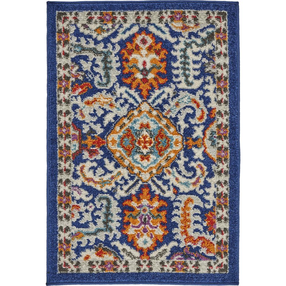 2’ x 3’ Blue and Gold Intricate Scatter Rug Blue/Multicolor. The main picture.