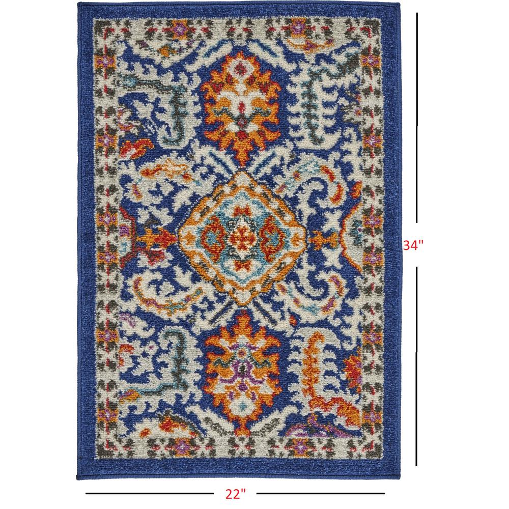 2’ x 3’ Blue and Gold Intricate Scatter Rug Blue/Multicolor. Picture 8