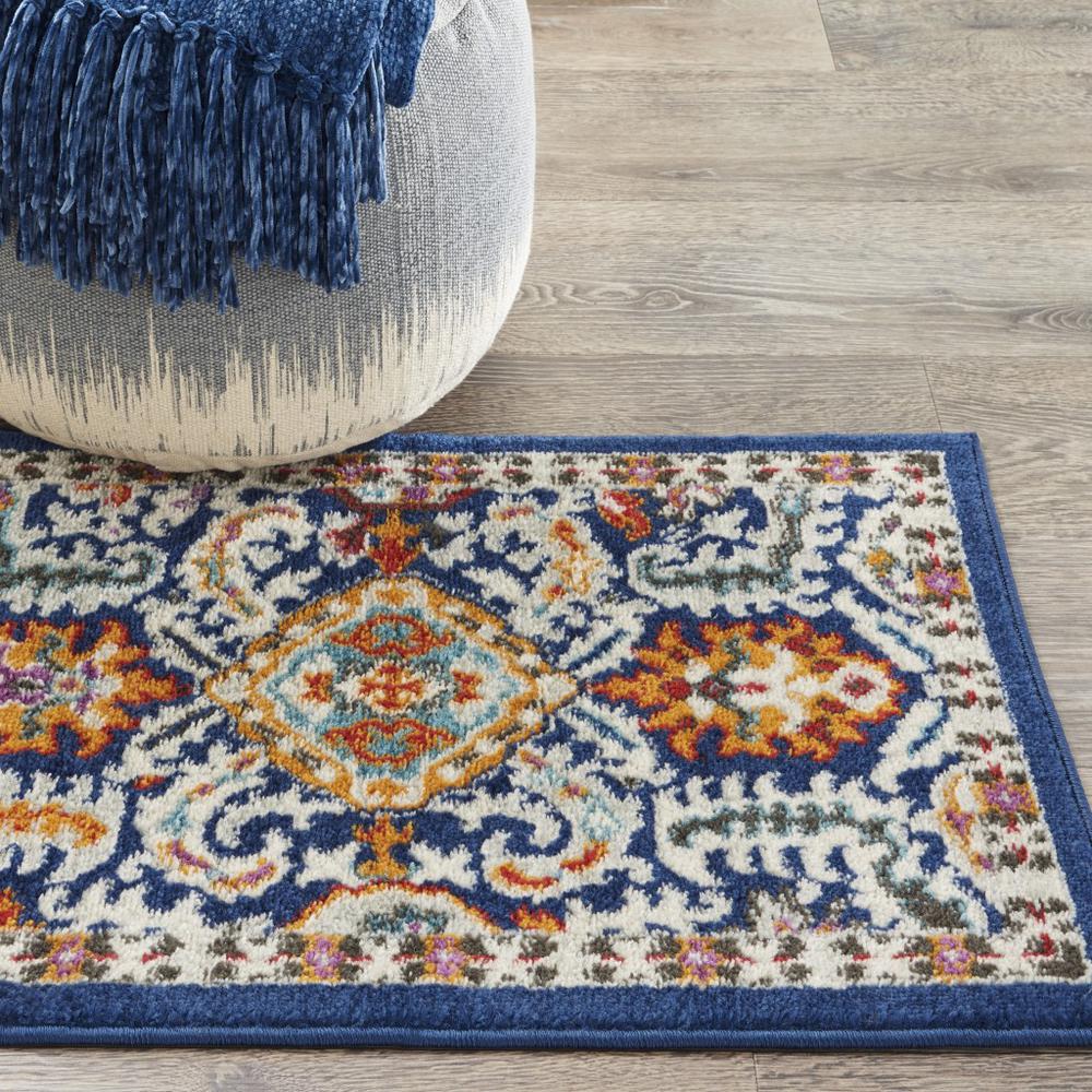 2’ x 3’ Blue and Gold Intricate Scatter Rug Blue/Multicolor. Picture 4