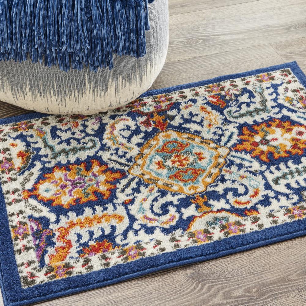 2’ x 3’ Blue and Gold Intricate Scatter Rug Blue/Multicolor. Picture 6