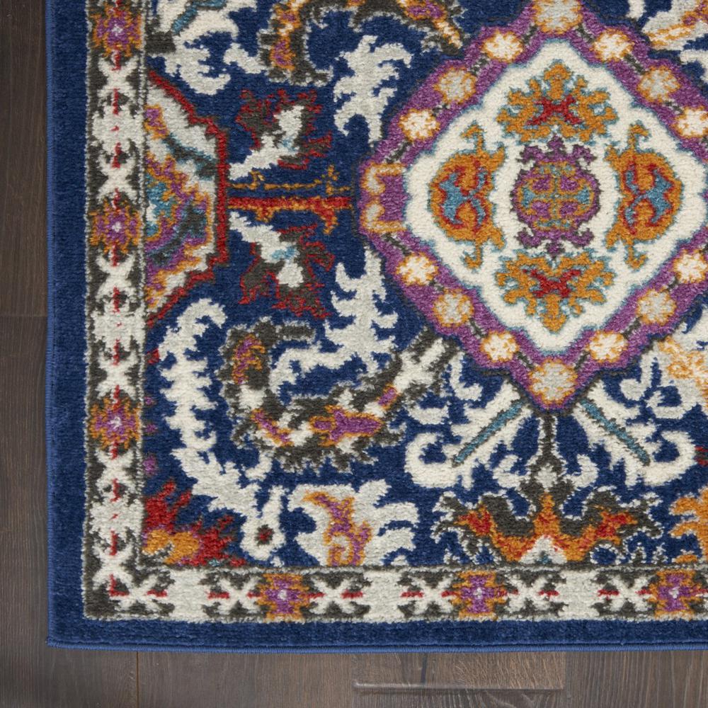 5’ x 7’ Blue and Gold Intricate Area Rug Blue/Multicolor. Picture 2