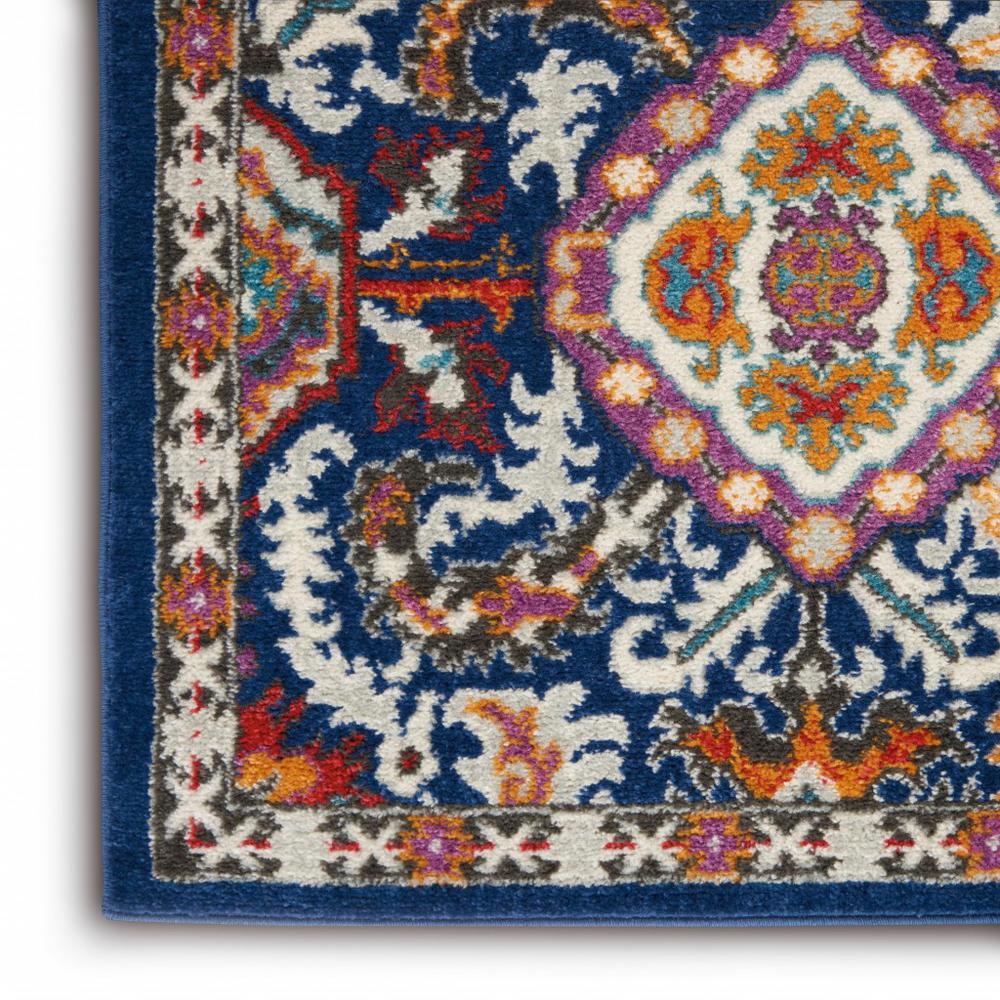 5’ x 7’ Blue and Gold Intricate Area Rug Blue/Multicolor. Picture 7