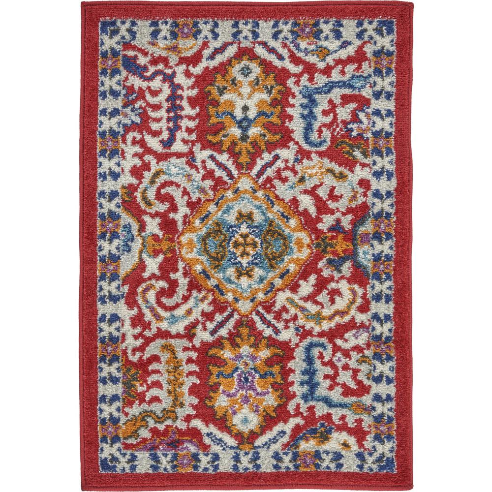 2’ x 3’ Red and Multicolor Decorative Scatter Rug - 385643. Picture 1