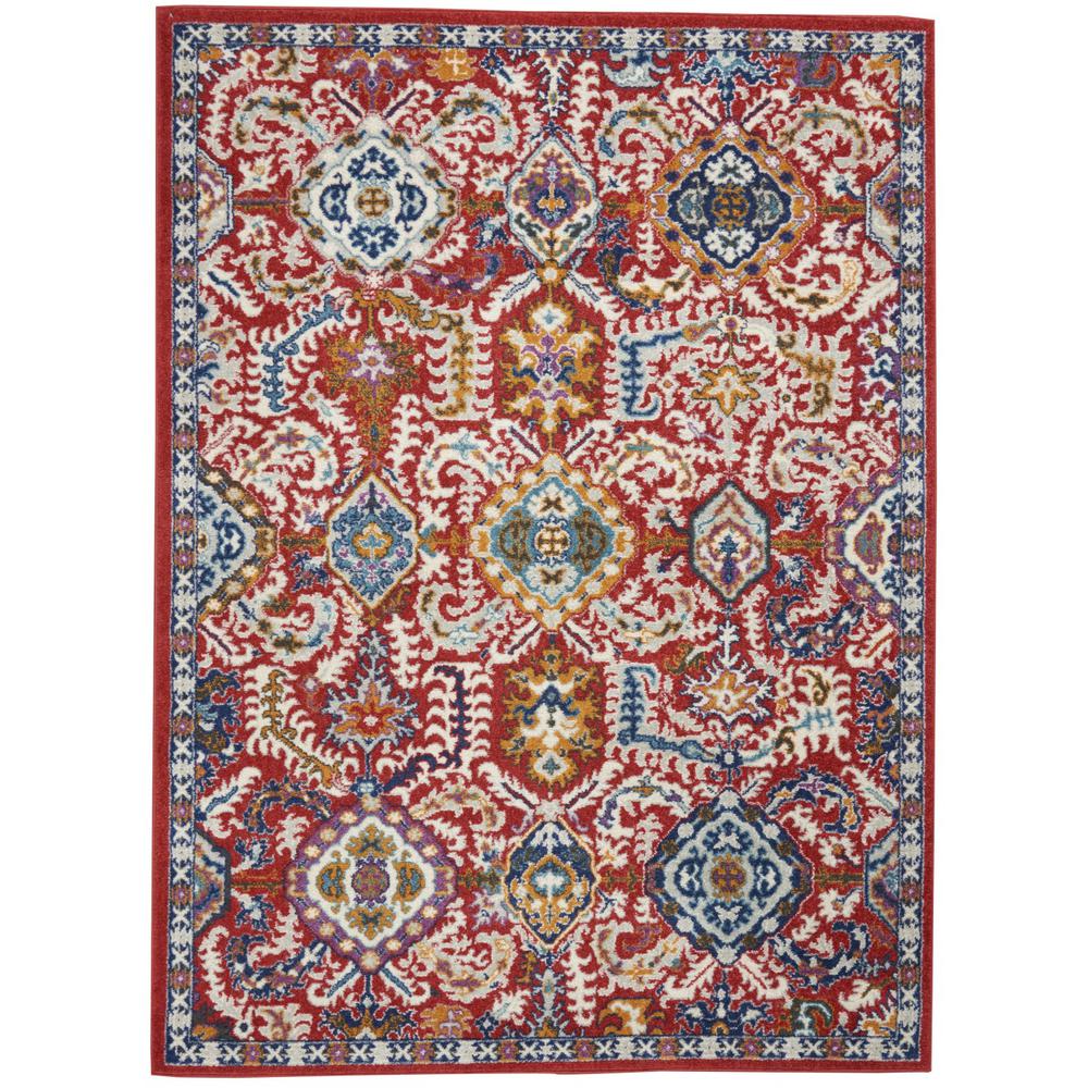 4’ x 6’ Red and Multicolor Decorative Area Rug - 385645. Picture 1