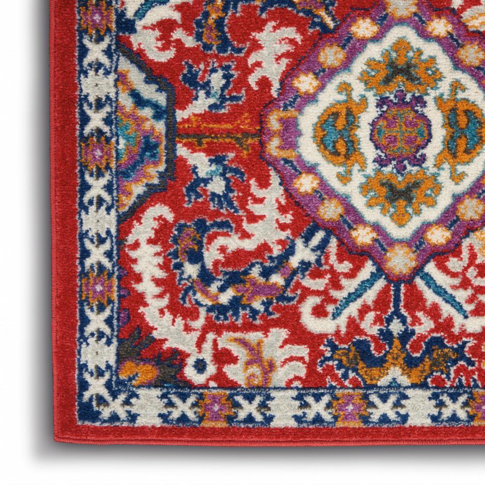 4’ x 6’ Red and Multicolor Decorative Area Rug - 385645. Picture 7
