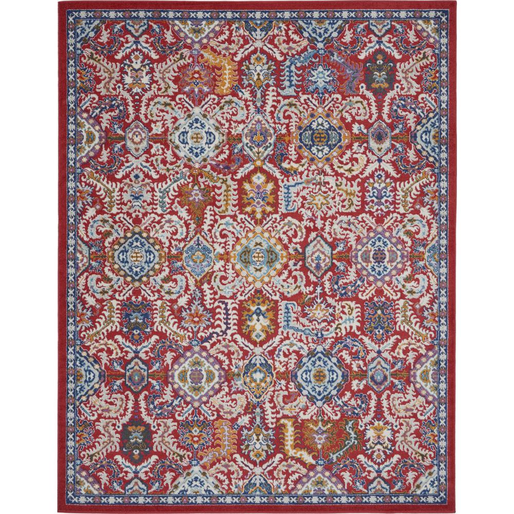 8’ x 10’ Red and Multicolor Decorative Area Rug - 385647. Picture 1