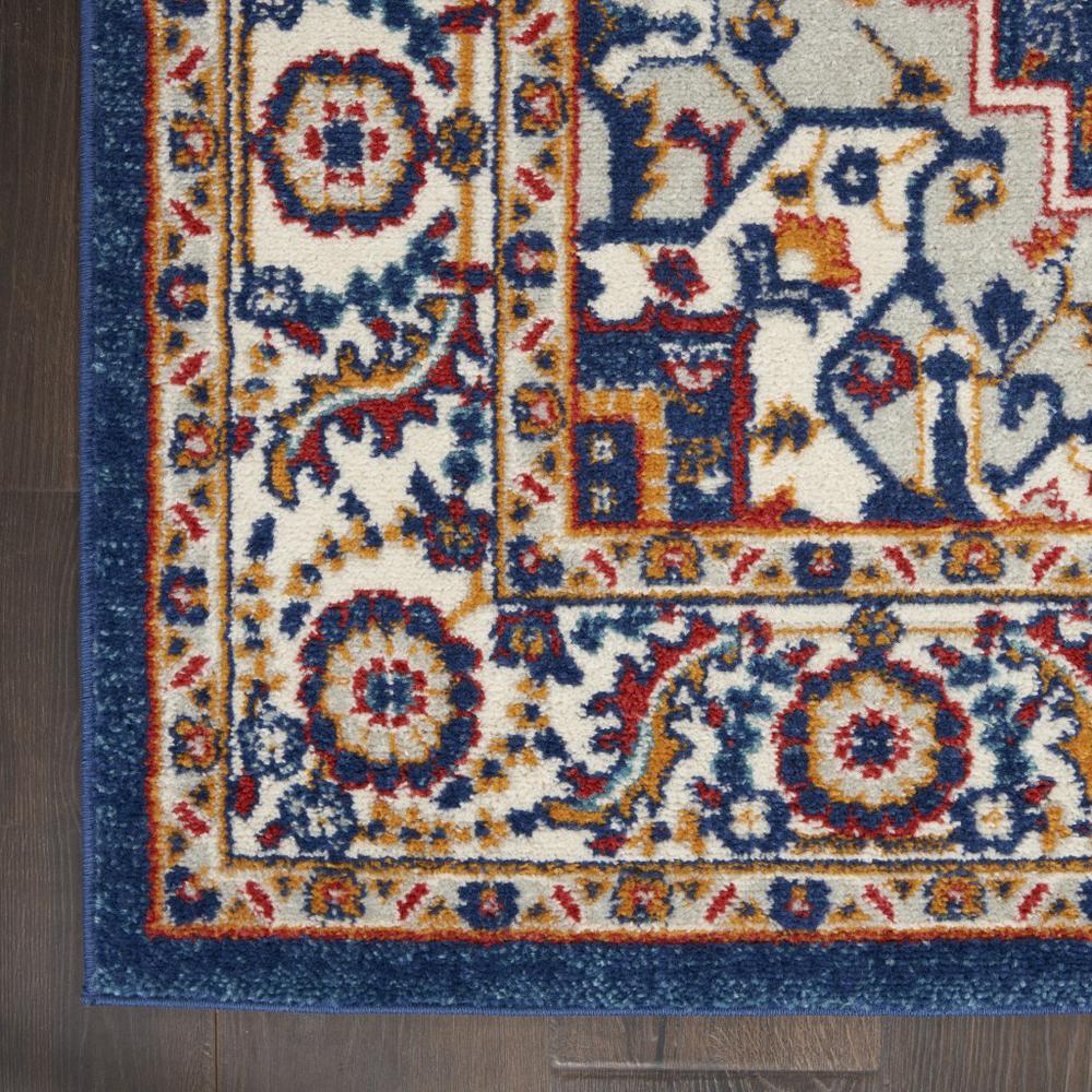 4’ x 6’ Blue and Ruby Medallion Area Rug Blue/Multicolor. Picture 2