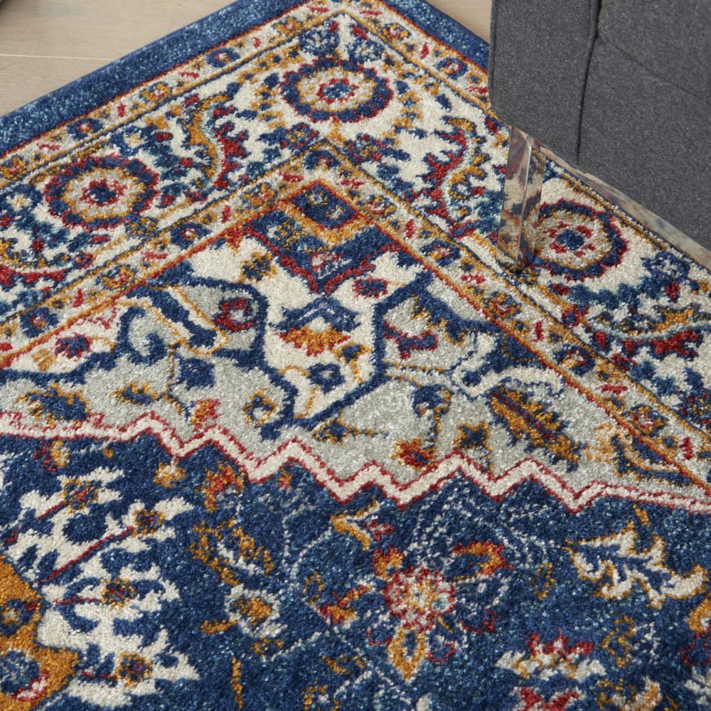 4’ x 6’ Blue and Ruby Medallion Area Rug Blue/Multicolor. Picture 5