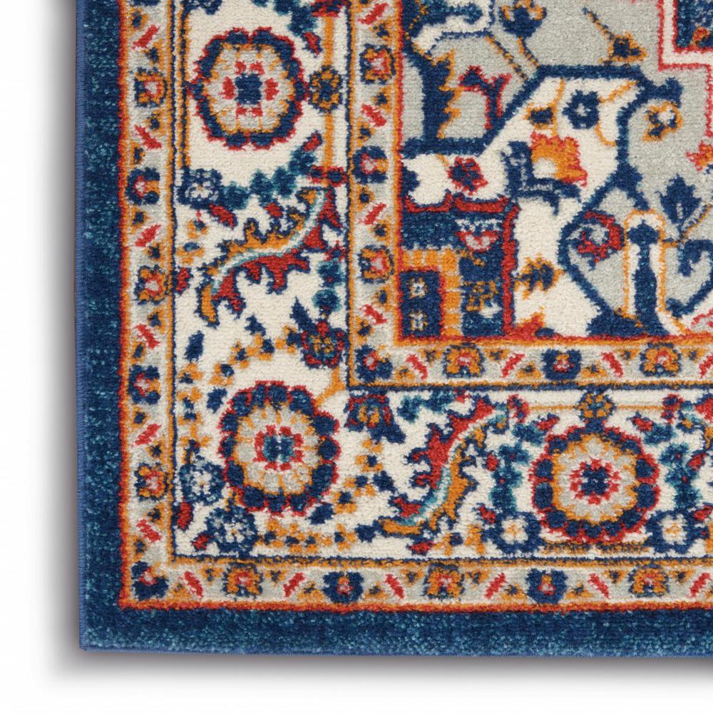 4’ x 6’ Blue and Ruby Medallion Area Rug Blue/Multicolor. Picture 7