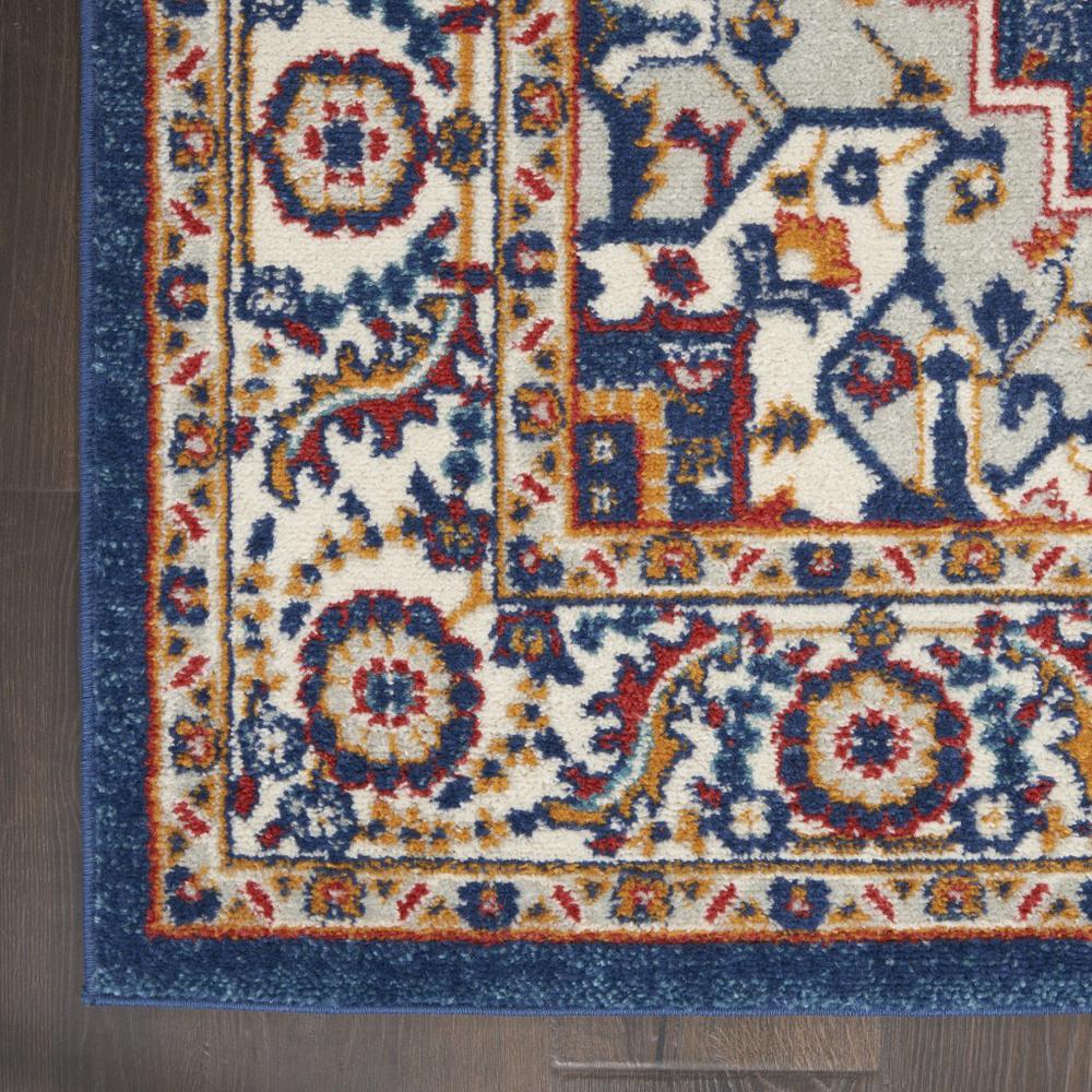 8’ x 10’ Blue and Ruby Medallion Area Rug Blue/Multicolor. Picture 2