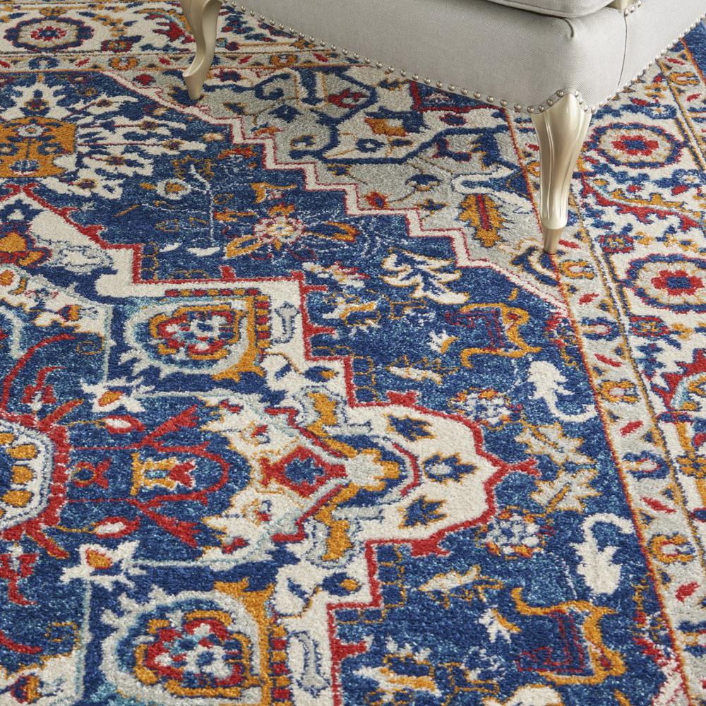 8’ x 10’ Blue and Ruby Medallion Area Rug Blue/Multicolor. Picture 5