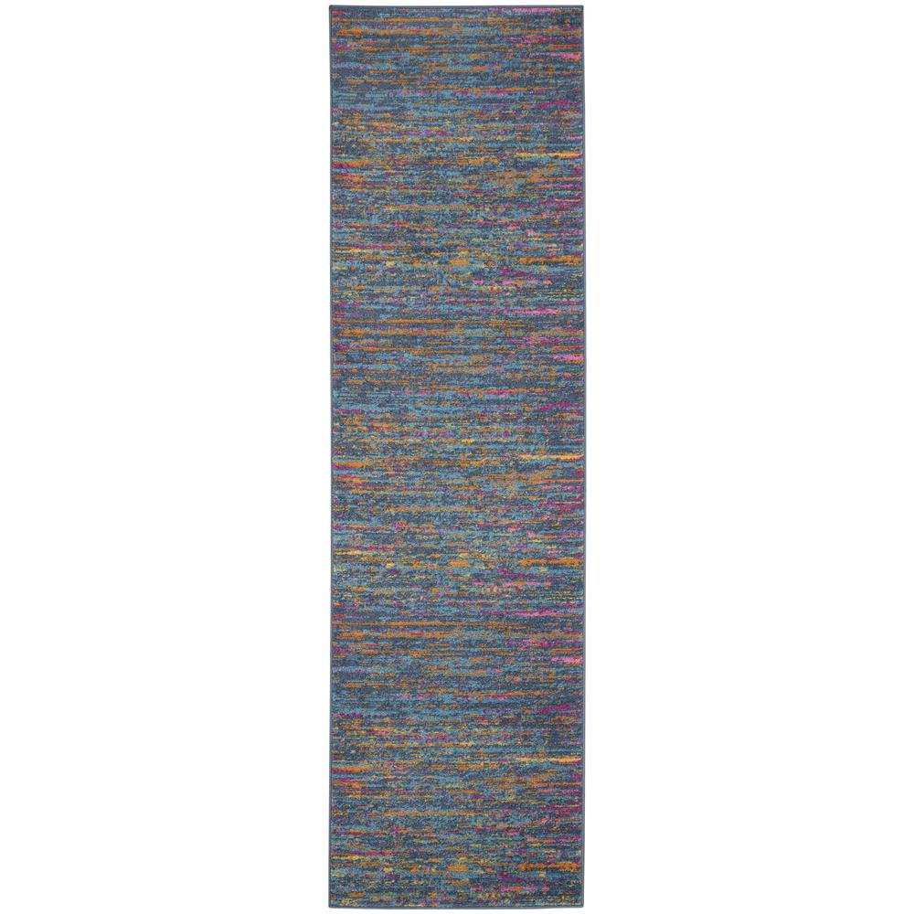 2’ x 6’ Blue Distressed Striations Runner Rug Blue/Multicolor. Picture 1