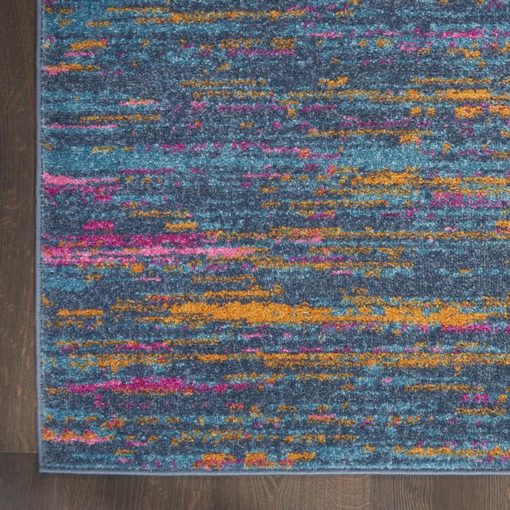 5’ x 7’ Blue Distressed Striations Area Rug Blue/Multicolor. Picture 2